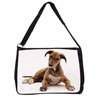 Lurcher Dog Large Black Laptop Shoulder Bag School/College