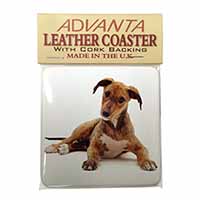 Lurcher Dog Single Leather Photo Coaster