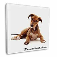 Lurcher Dog-With Love Square Canvas 12"x12" Wall Art Picture Print