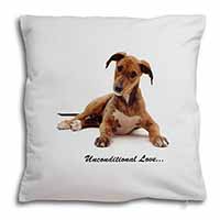 Lurcher Dog-With Love Soft White Velvet Feel Scatter Cushion