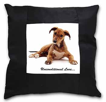 Lurcher Dog-With Love Black Satin Feel Scatter Cushion