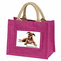 Lurcher Dog-With Love Little Girls Small Pink Jute Shopping Bag