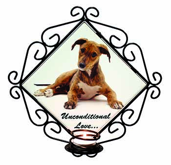 Lurcher Dog-With Love Wrought Iron Wall Art Candle Holder