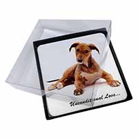 4x Lurcher Dog-With Love Picture Table Coasters Set in Gift Box