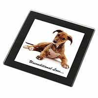 Lurcher Dog-With Love Black Rim High Quality Glass Coaster