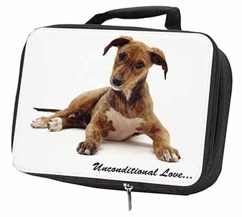 Lurcher Dog-With Love Black Insulated School Lunch Box/Picnic Bag