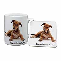 Lurcher Dog-With Love Mug and Coaster Set