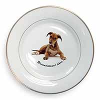 Lurcher Dog-With Love Gold Rim Plate Printed Full Colour in Gift Box