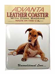Lurcher Dog-With Love Single Leather Photo Coaster