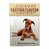 Lurcher Dog-With Love Single Leather Photo Coaster