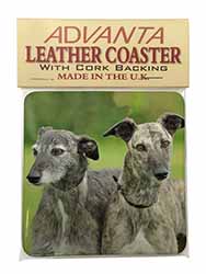Lurcher Dog Print Single Leather Photo Coaster