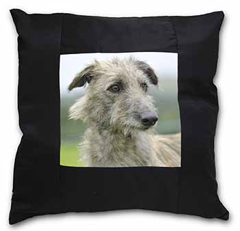 Rough Coated Lurcher Black Satin Feel Scatter Cushion