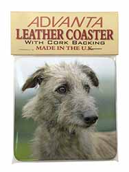Rough Coated Lurcher Single Leather Photo Coaster