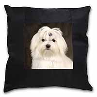 Maltese Dog Black Satin Feel Scatter Cushion