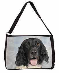 Munsterlander Dog Large Black Laptop Shoulder Bag School/College