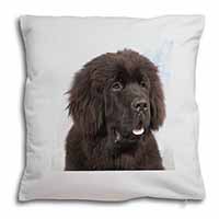 Newfoundland Dog Soft White Velvet Feel Scatter Cushion