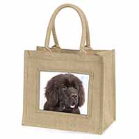 Newfoundland Dog Natural/Beige Jute Large Shopping Bag