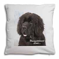 Newfoundland Dog-With Love Soft White Velvet Feel Scatter Cushion