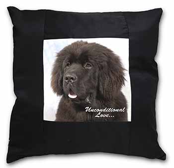 Newfoundland Dog-With Love Black Satin Feel Scatter Cushion