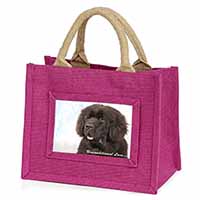 Newfoundland Dog-With Love Little Girls Small Pink Jute Shopping Bag