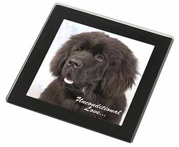 Newfoundland Dog-With Love Black Rim High Quality Glass Coaster