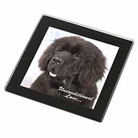 Newfoundland Dog-With Love Black Rim High Quality Glass Coaster