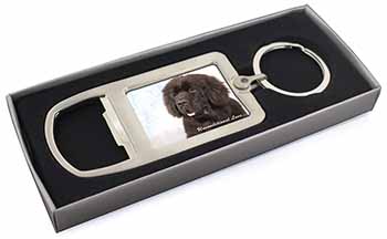 Newfoundland Dog-With Love Chrome Metal Bottle Opener Keyring in Box