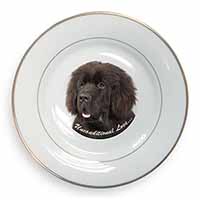 Newfoundland Dog-With Love Gold Rim Plate Printed Full Colour in Gift Box