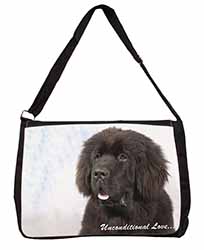 Newfoundland Dog-With Love Large Black Laptop Shoulder Bag School/College