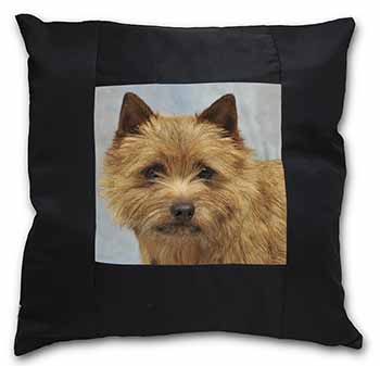 Norfolk-Norwich Terrier Dog Black Satin Feel Scatter Cushion