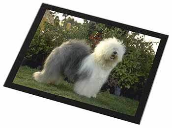 Old English Sheepdog Black Rim High Quality Glass Placemat