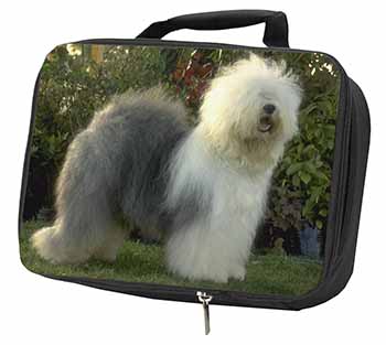 Old English Sheepdog Black Insulated School Lunch Box/Picnic Bag