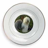 Old English Sheepdog Gold Rim Plate Printed Full Colour in Gift Box