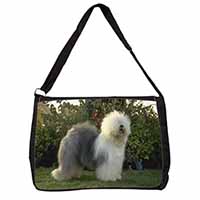 Old English Sheepdog Large Black Laptop Shoulder Bag School/College