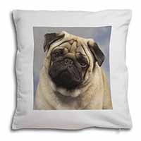Fawn Pug Dog Soft White Velvet Feel Scatter Cushion