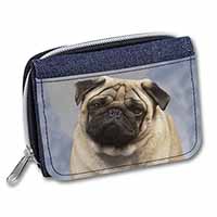 Fawn Pug Dog Unisex Denim Purse Wallet