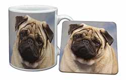 Fawn Pug Dog Mug and Coaster Set