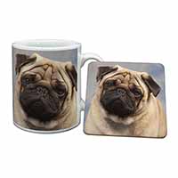 Fawn Pug Dog Mug and Coaster Set