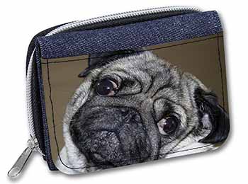 Cute Pug Dog Unisex Denim Purse Wallet