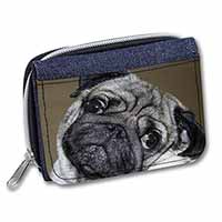 Cute Pug Dog Unisex Denim Purse Wallet