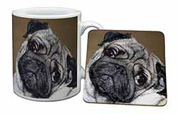 Cute Pug Dog Mug and Coaster Set