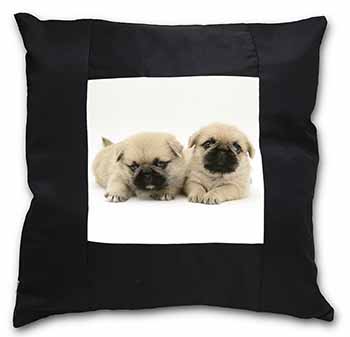 Pugzu Dog Black Satin Feel Scatter Cushion