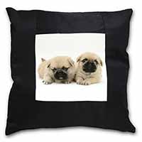 Pugzu Dog Black Satin Feel Scatter Cushion