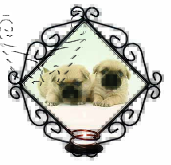 Pugzu Dog Wrought Iron Wall Art Candle Holder