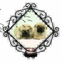 Pugzu Dog Wrought Iron Wall Art Candle Holder
