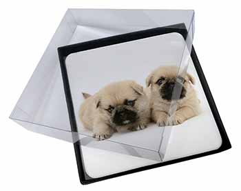 4x Pugzu Dog Picture Table Coasters Set in Gift Box