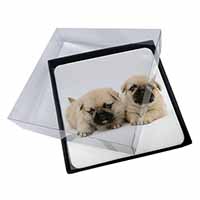 4x Pugzu Dog Picture Table Coasters Set in Gift Box