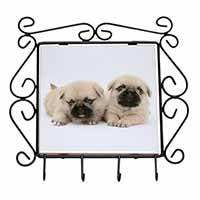 Pugzu Dog Wrought Iron Key Holder Hooks