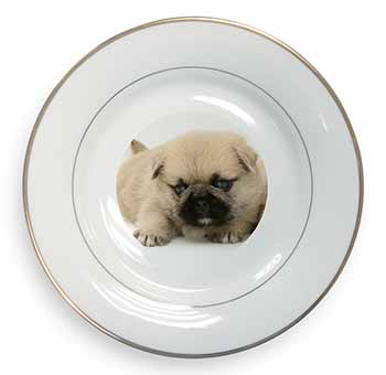 Pugzu Dog Gold Rim Plate Printed Full Colour in Gift Box