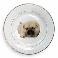 Pugzu Dog Gold Rim Plate Printed Full Colour in Gift Box